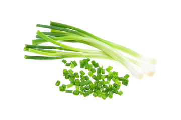 Obraz premium Green onion isolated on the white background