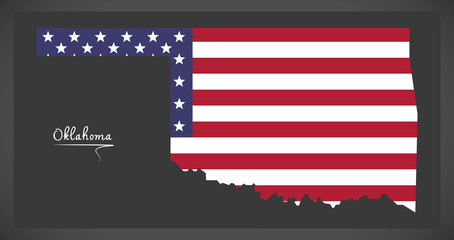 Oklahoma map with American national flag illustration