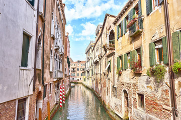 Fototapeta na wymiar Venice scenic old streets water canal. Italian Lagoon