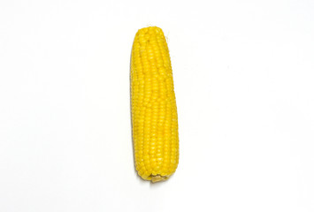 Boiled corn on white background.