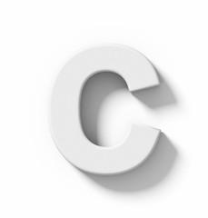 letter C 3D white isolated on white with shadow - orthogonal projection