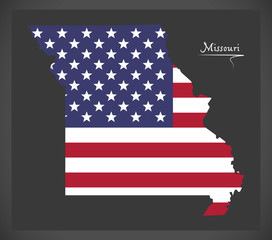 Missouri map with American national flag illustration