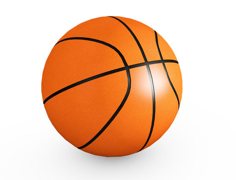 Basketball isolated on a white background as a sports and fitness symbol of a team leisure activity playing with a leather ball dribbling and passing in competition tournaments 3d render