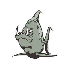 Sea Monster cartoon character. Vector Illustration.