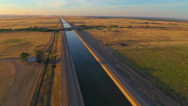 California Aqueduct Irrigation Aerial Canal Farmland Flyover