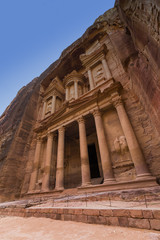 Naklejka premium Ancient abandoned rock city of Petra in Jordan tourist attraction 