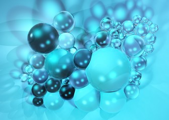 Beautiful abstract background, balls, soap bubbles, 3D rendering
