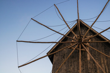 The old windmill in Nesebar, Bulgaria - one of the symbols of the city. Travel to Bulgaria concept.