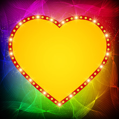 Shining heart on waves background