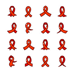 Red ribbons icons set