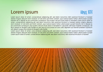 Wood flor with blue and green abstract background