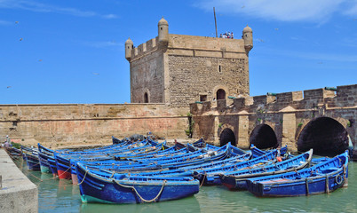 Fishing boats at the seaport of Essaouira in Morocco