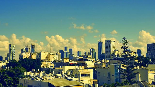 A beautiful panning HD timelapse of clouds rolling over the City