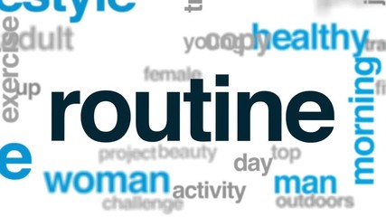 Routine animated word cloud, text design animation.