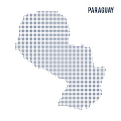 Vector dotted map of Paraguay isolated on white background .