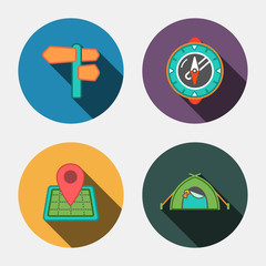 four flat free travel icons 