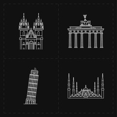 Fototapeta premium four flat landmark icons 