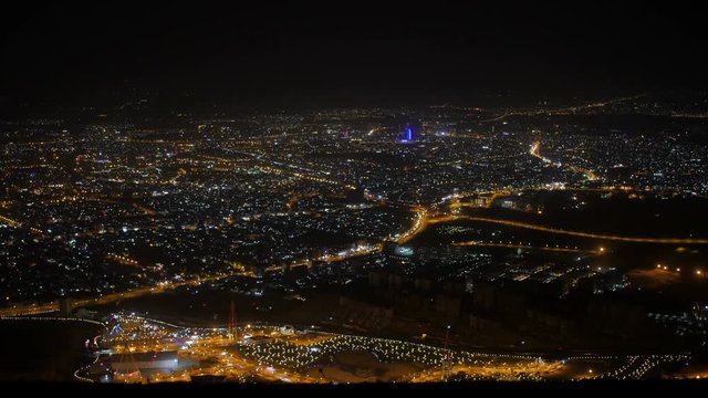 Sulaymaniah by night top view - Iraqi Kurdistan