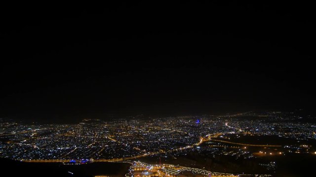 Tilt Sulaymaniah by night top view - Iraqi Kurdistan