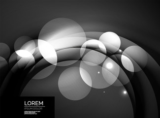 Shiny glowing glass circles, modern futuristic background template