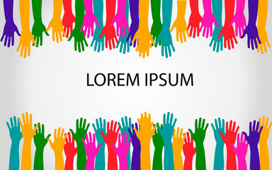 hands of different colors. cultural and ethnic diversity