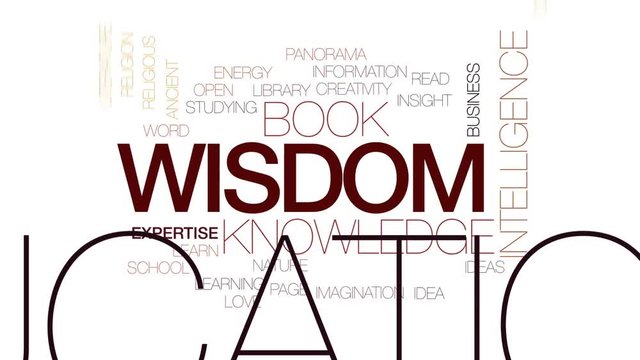 Wisdom animated word cloud, text design animation. Kinetic typography.