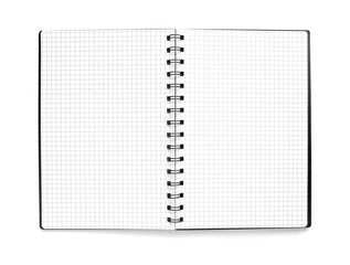 Black Notepad with a checkered sheets on white background.
