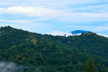 green mountain with blue sky