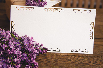 bouquet of lilacs  with an inscription card