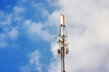 Communication Tower on blue sky background