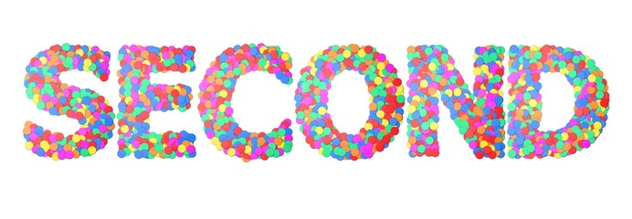 Second confetti type word. 3D rendering