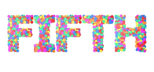 Fifth confetti type word. 3D rendering