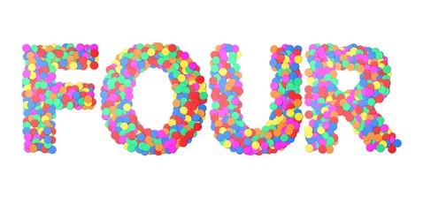 Four confetti type word. 3D rendering