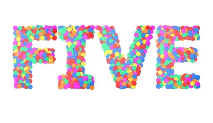 Five confetti type word. 3D rendering