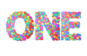 One confetti type word. 3D rendering