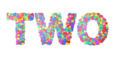 Two confetti type word. 3D rendering