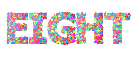 Eight confetti type word. 3D rendering