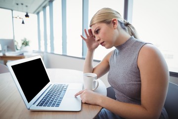 Fototapeta premium Attentive executive using laptop at desk