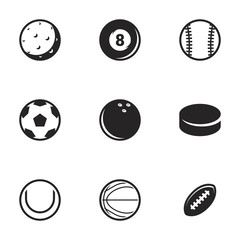 Icons for theme Sports balls. White background, vector, icon, set
