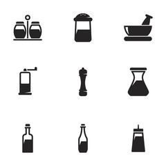 Vector illustration of icons on a theme of spices and sauce. White background - obrazy, fototapety, plakaty