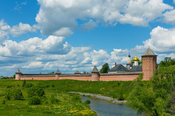 The walls and towers of Spaso-Evfimiev monastery in Suzdal