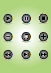 Green, media player icons 