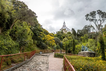 Foto op Canvas Walkway on top of Monserrate Hill with Monserrate Church on background - Bogota, Colombia © diegograndi