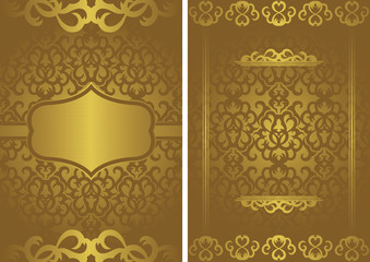 Set of cards. Vintage background with decorative borders and frame. Can be used as an invitation