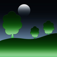 Moonlit night and nature