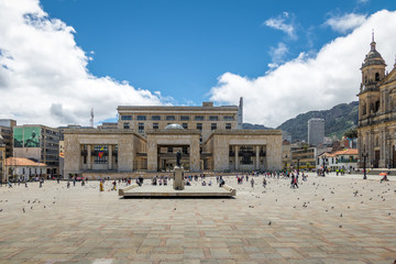 Fototapeta na wymiar Bolivar Square and Colombian Palace of Justice - Bogota, Colombia