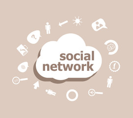 Text Social Network. Social concept . Icons set for cloud computing for web and app