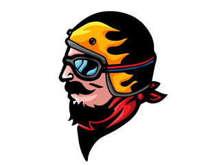 Vintage Masculine Cafe Racer Rider Illustration 