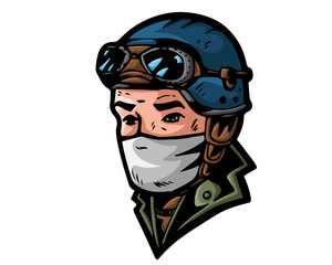 Vintage Masculine Cafe Racer Rider Illustration 