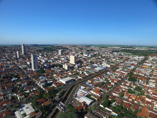 Fototapeta premium Aerial view in Sertaozinho city, Sao Paulo, Brazil